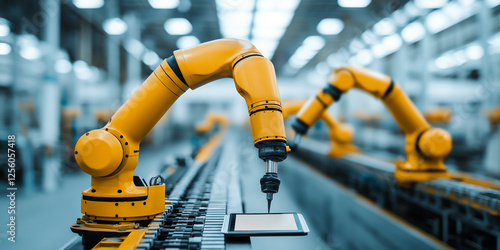 Wallpaper Mural Mechanized industry robot and robotic arms for assembly in factory Torontodigital.ca