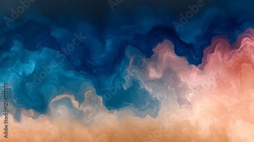 Abstract Ocean Waves Meet Sandy Shore Artistic Render