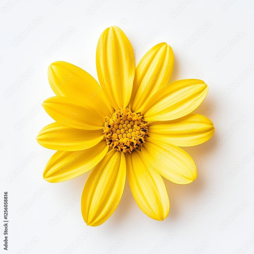 Bright Yellow Flower on White Background for Nature Themes Bright Yellow Flower on White Background for Nature Themes