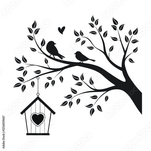 Vector black and white birdhouse 
