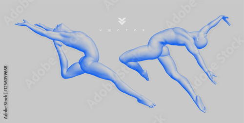 Gymnastics activities for icon health and fitness community. Design for sport. Stipple effect. Cover design template. 3D illustration for brochure, poster, presentation, flyer or banner.