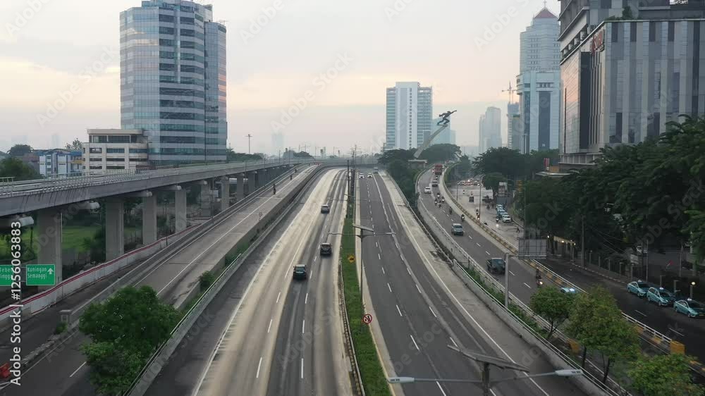 Aerial video above view of downtown Jakarta, central business district Aerial video above view of downtown Jakarta, central business district