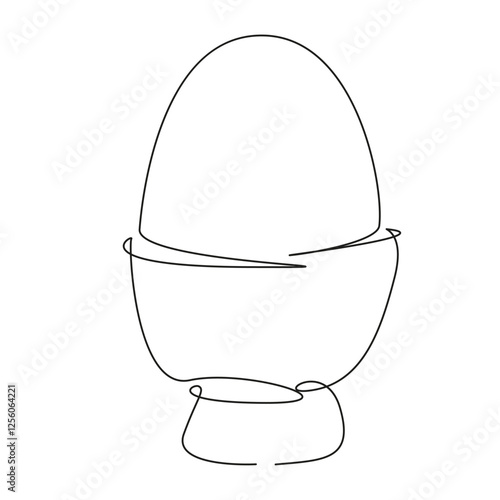 One continuous single drawing line art flat doodle food, healthy eating, eggshell, egg - food, protein, organic, animal egg. Isolated image hand draw contour on a white background, hand drawn, not AI