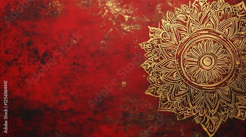 Fototapeta samoprzylepna Red gold mandala texture background