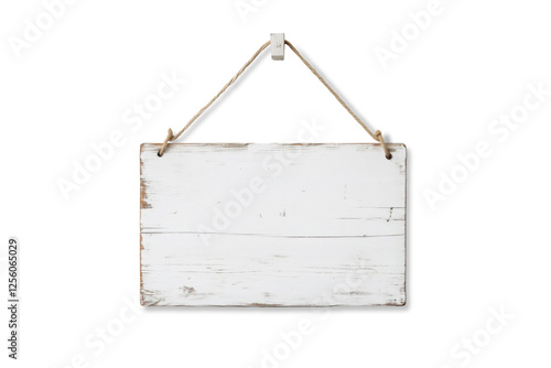 White wooden blank sign isolated on transparent background. PNG. Front view