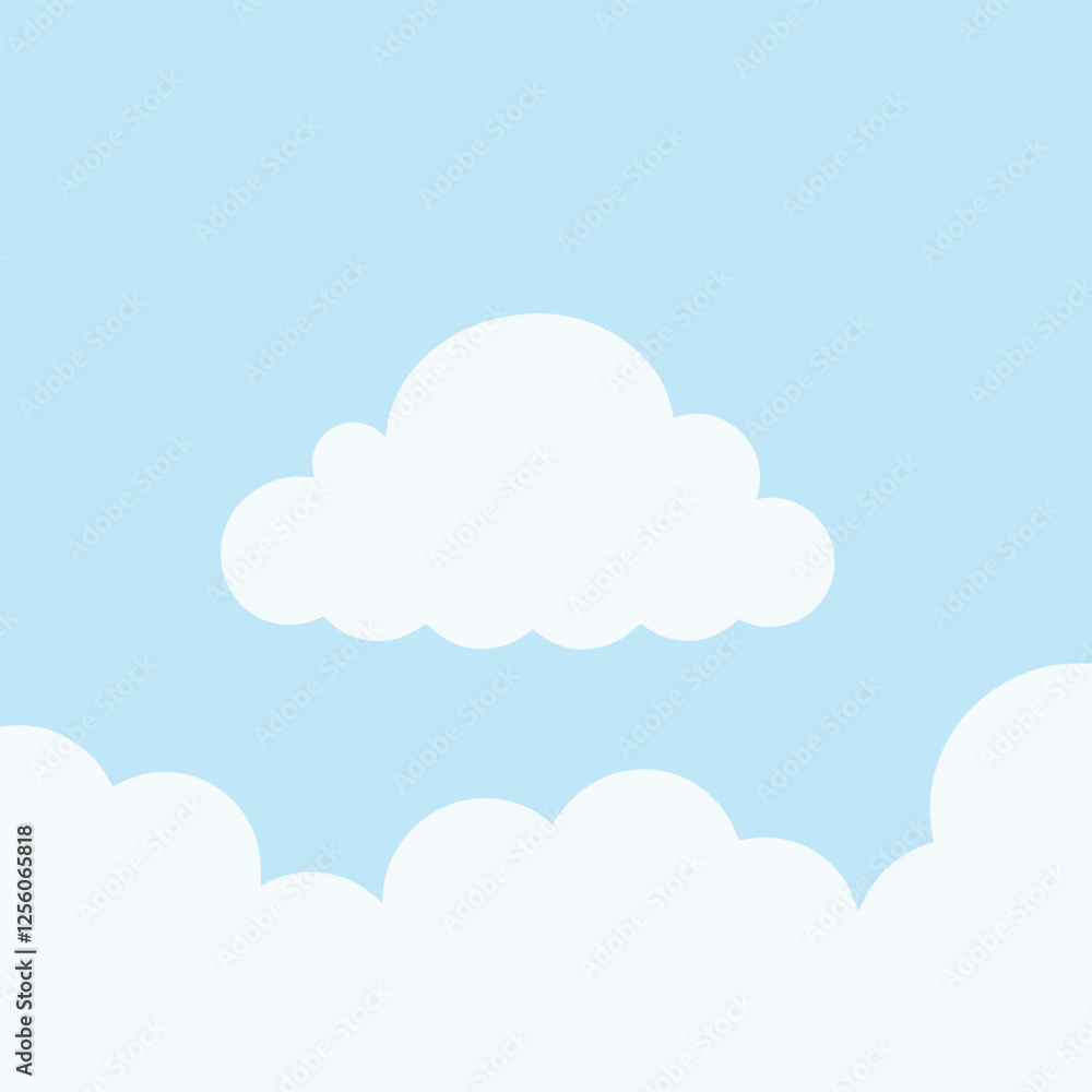 Cartoon white clouds collection on blue background Cartoon white clouds collection on blue background