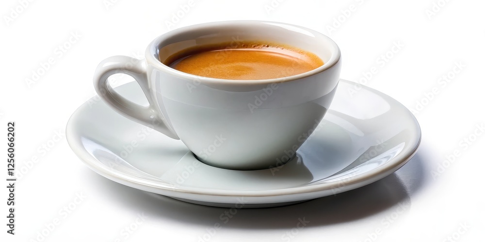 Espresso Coffee Cup on Saucer, White Background Espresso Coffee Cup on Saucer, White Background