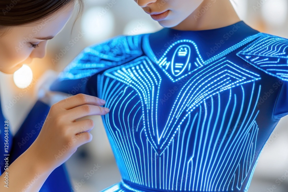 Fototapeta premium Futuristic Dress Interaction In Modern Fashion