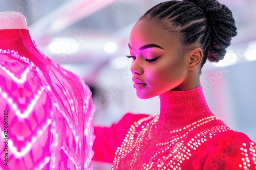 Chic Luminous Dress With Fashion Model