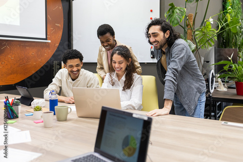 Collaborative office team engaging in a productive meeting