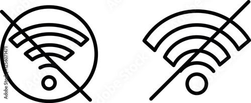 "No WiFi Signal Icon Representing Connectivity Issues, Network Unavailable, and Internet Access Problems"