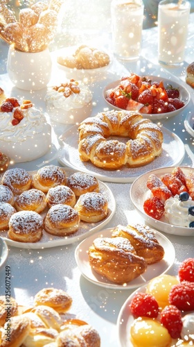 Wallpaper Mural Festive celebration pastries displayed on a vibrant table natural light wide shot capturing joyful atmosphere Torontodigital.ca
