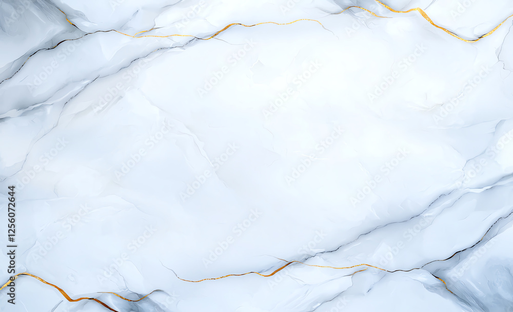Fototapeta premium Elegant white marble texture with subtle gray veins and golden accents, perfect for backgrounds or design projects. This surface adds touch of luxury and sophistication