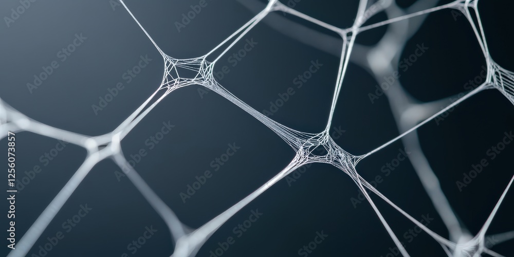 Fototapeta premium effects transformation perspective concept. Intricate web of fine lines and nodes on a dark background.