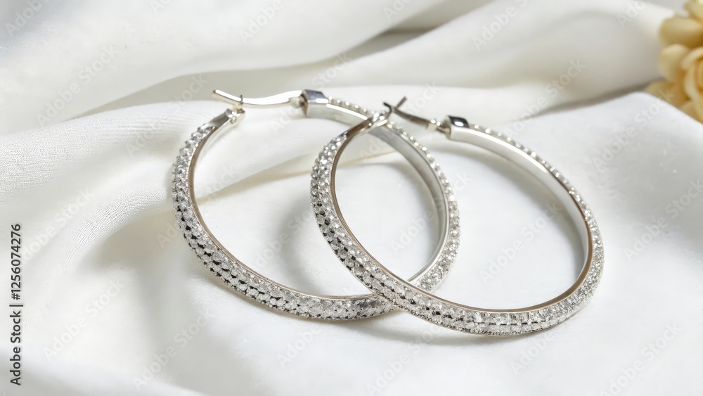 Silver Hoop Earrings with Cubic Zirconia Silver Hoop Earrings with Cubic Zirconia