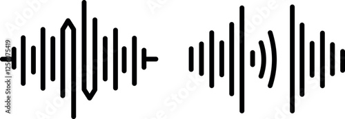 "Sound Waves Icon Representing Audio Signals, Frequency, and Sound Transmission"