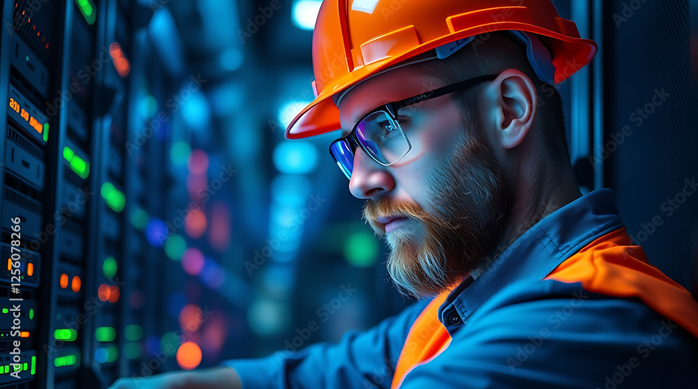 IT Professionals Configuring a Server in a Data Center with Network Cables and Equipment
IT Professionals Configuring a Server in a Data Center with Network Cables and Equipment