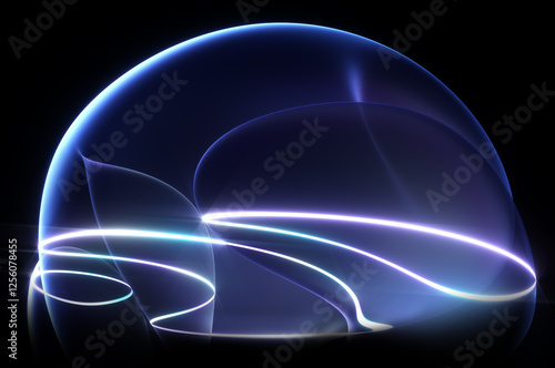 Photography 3d render abstract art of surreal mystic alien ball or sphere sculpture in curve