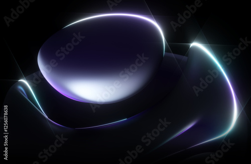 Bilde på lerret 3d render abstract art of surreal mystic alien ball or sphere sculpture in curve