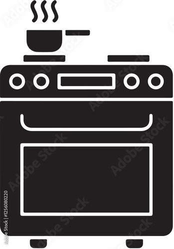 Cooking Stove Silhouette Vector, gas stove vector, gas stove icon, vector illustration of a stove