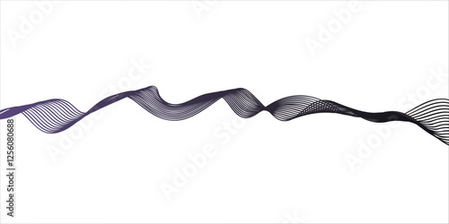 modern design featuring abstract wavy black lines blending on a white background. Geometric design used for parallel lines pattern and Digital landscape for presentations.