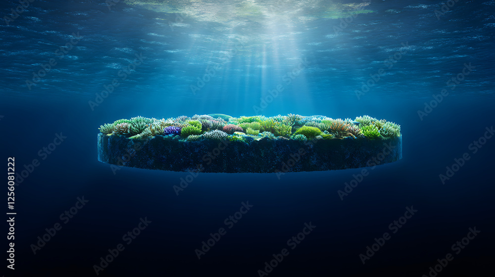Floating classroom over a coral reef.
Floating classroom over a coral reef.