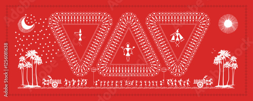 Festive Spirit: Krishna Janmashtami Celebration in Warli Art.