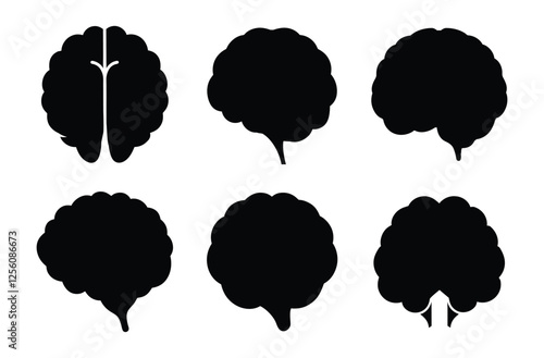 human brain vector silhouette, human brain vector design, anatomy icon illustration