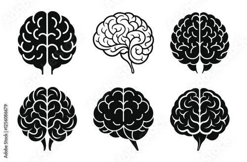 human brain vector silhouette, human brain vector design, anatomy icon illustration