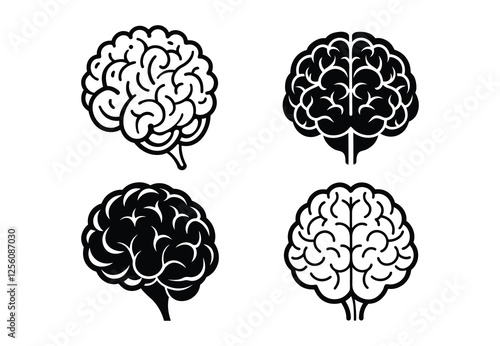human brain vector silhouette, human brain vector design, anatomy icon illustration