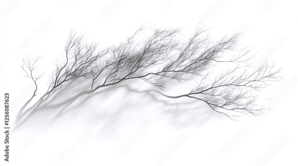 Diffused shadow of tree branches isolated on white background. Diffused shadow of tree branches isolated on white background.