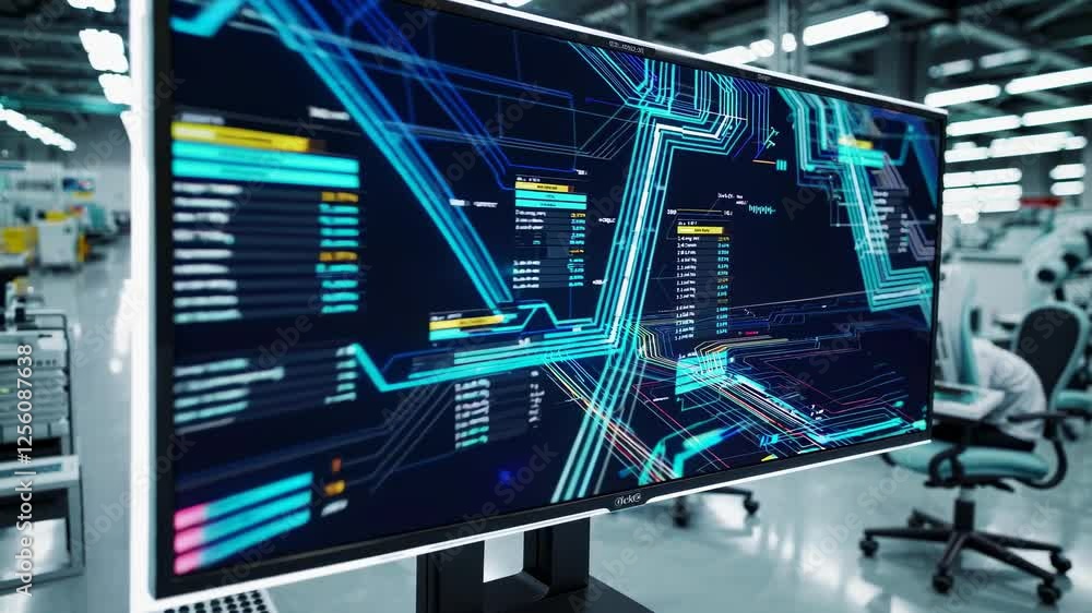 Advanced technology in a high-tech manufacturing facility showcasing automated systems and modern machinery Advanced technology in a high-tech manufacturing facility showcasing automated systems and modern machinery