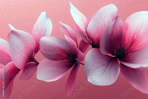 Pink magnolia flowers on a soft pink background for spring designs