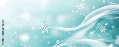 Snowstorm weather icon with wind and snowflakes on a soft turquoise background