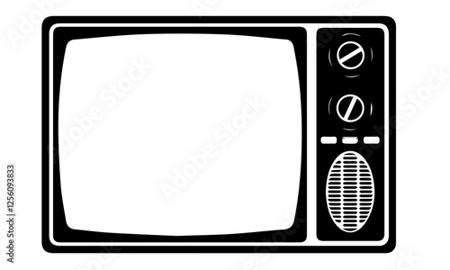 black television isolate on white background, television silhouette vector, tv icon symbol