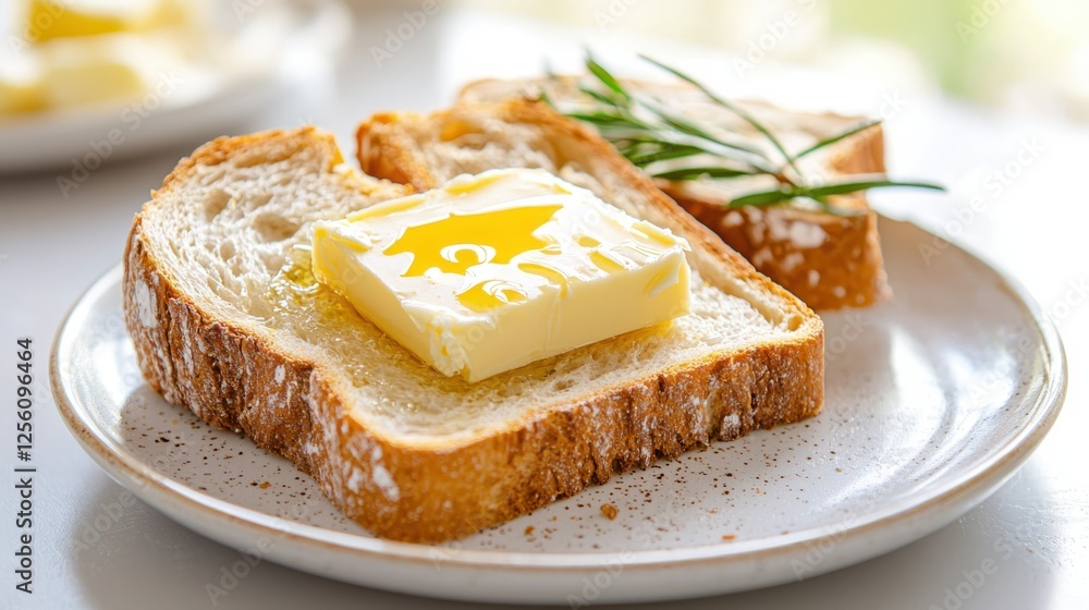 Indulgent butter spreads on warm toast kitchen setting food photography morning light close-up view richness and texture revealed Indulgent butter spreads on warm toast kitchen setting food photography morning light close-up view richness and texture revealed