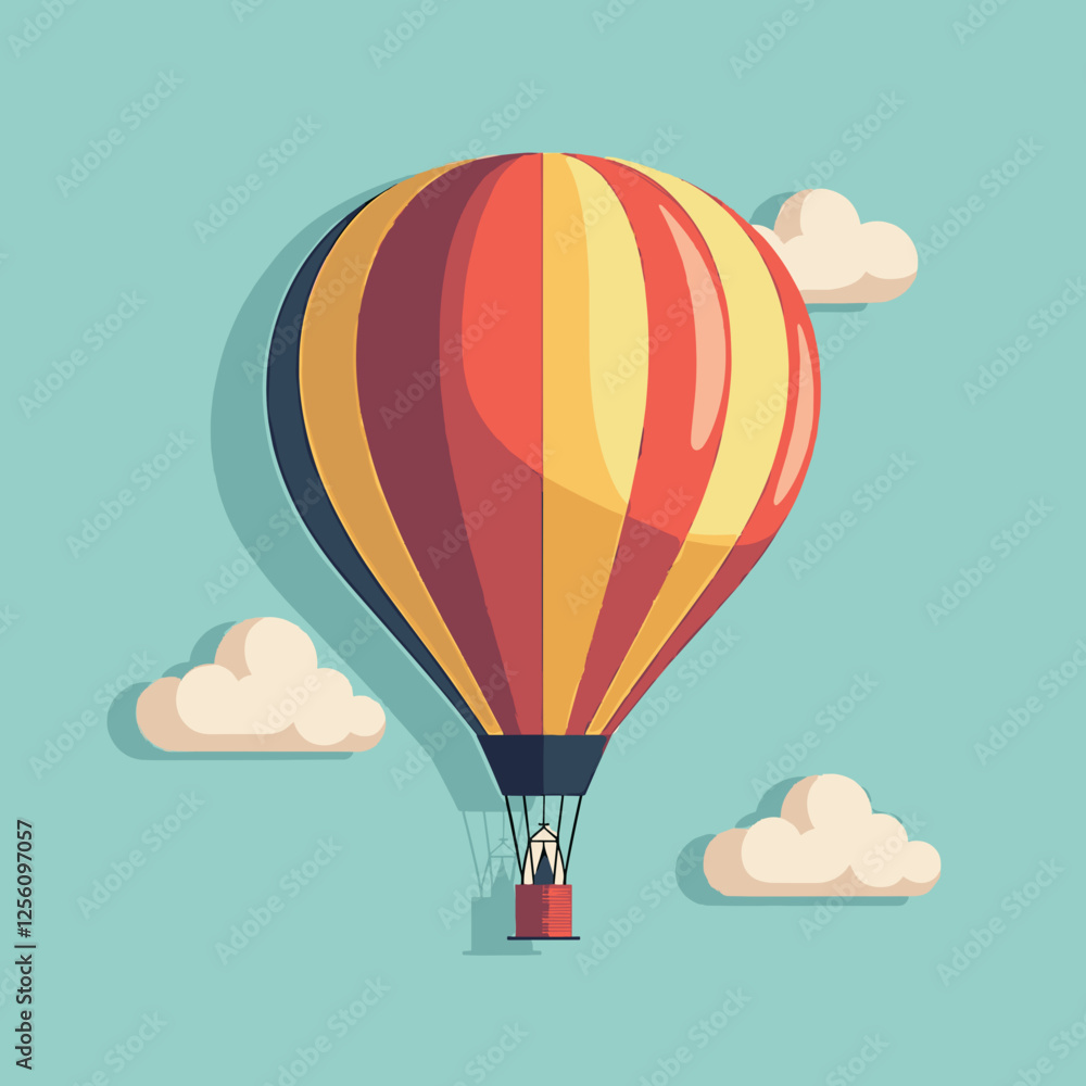 Obraz premium Colorful hot air balloon soaring above clouds, joyful adventure