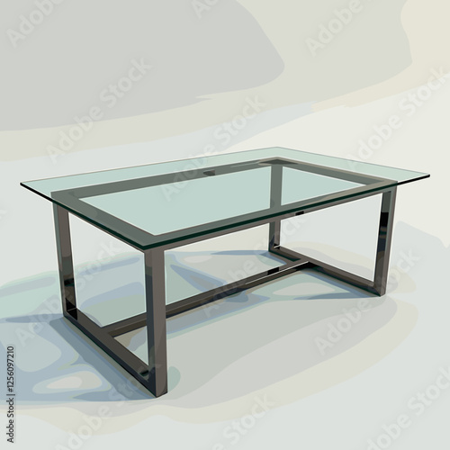 Modern glass top coffee table with metal frame, contemporary design