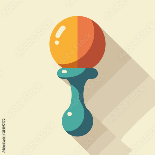 Colorful baby rattle illustration in flat design, playful symbolism