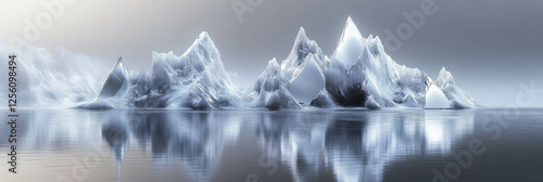 Abstract ice formations create stunning reflections in a bright background photo