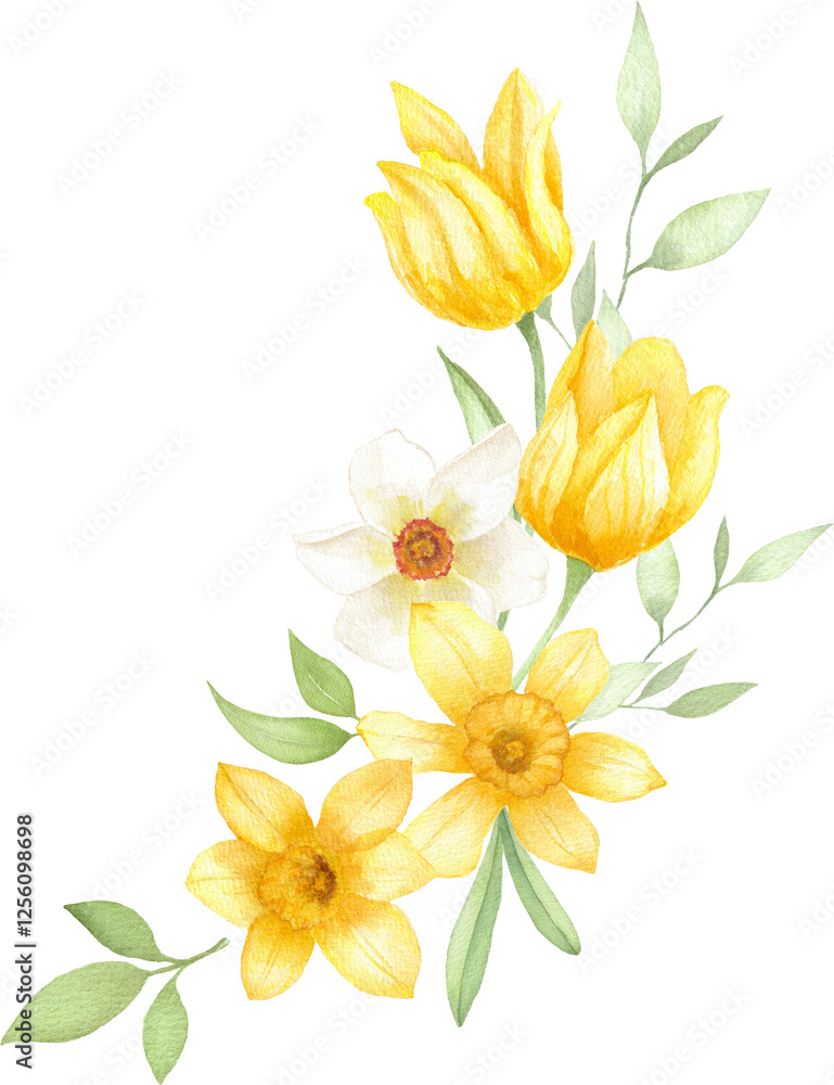Obraz premium Vibrant Yellow Flowers with Greenery