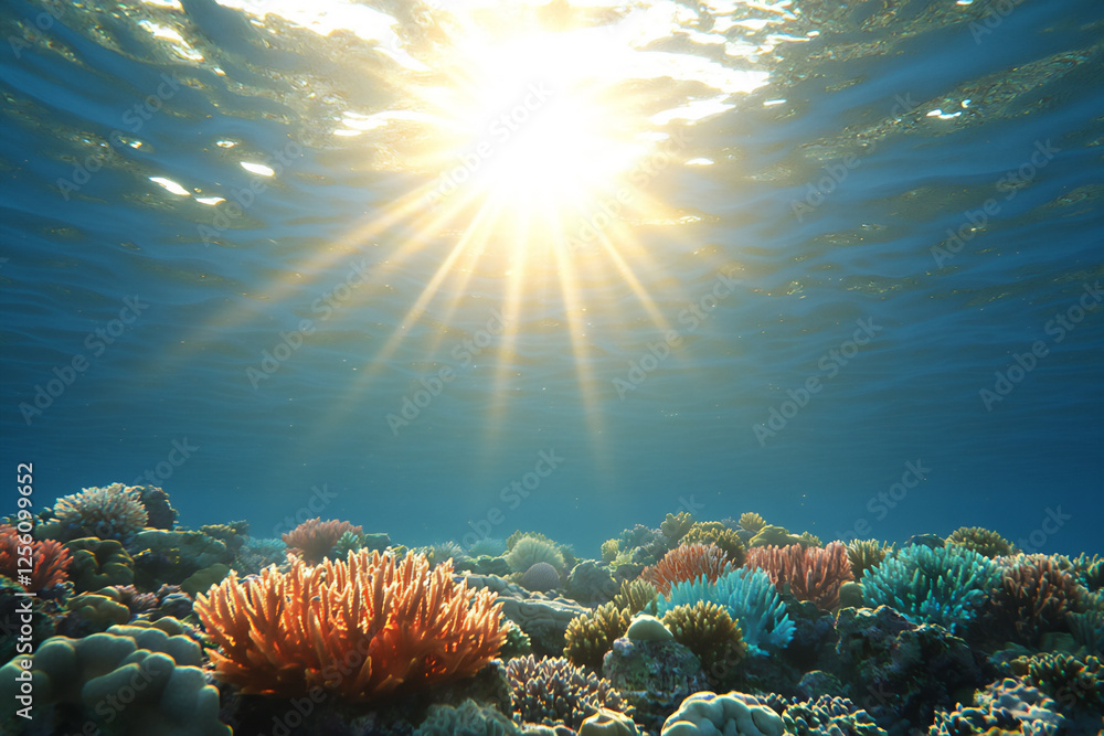 Fototapeta premium red sea spring sunrise coral formations