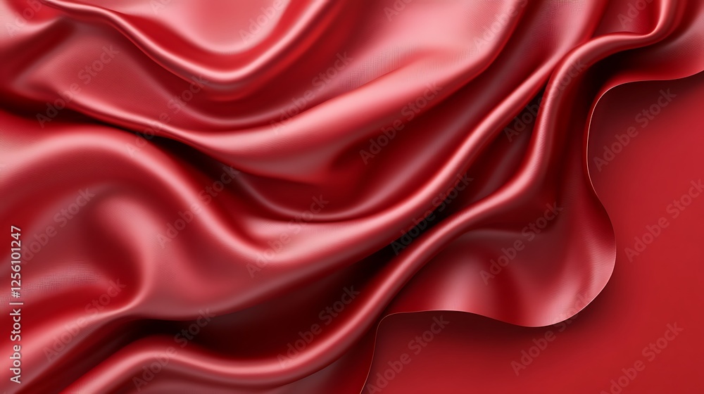 Fototapeta premium Red silk fabric drapes, background