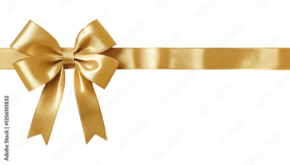 Gold Cross Ribbon with Golden Gift Bow Isolated on Transparent Background Gold Cross Ribbon with Golden Gift Bow Isolated on Transparent Background