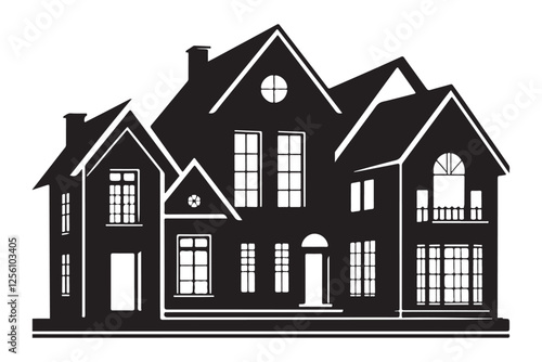 Large luxury house silhouette vector illustration architecture design