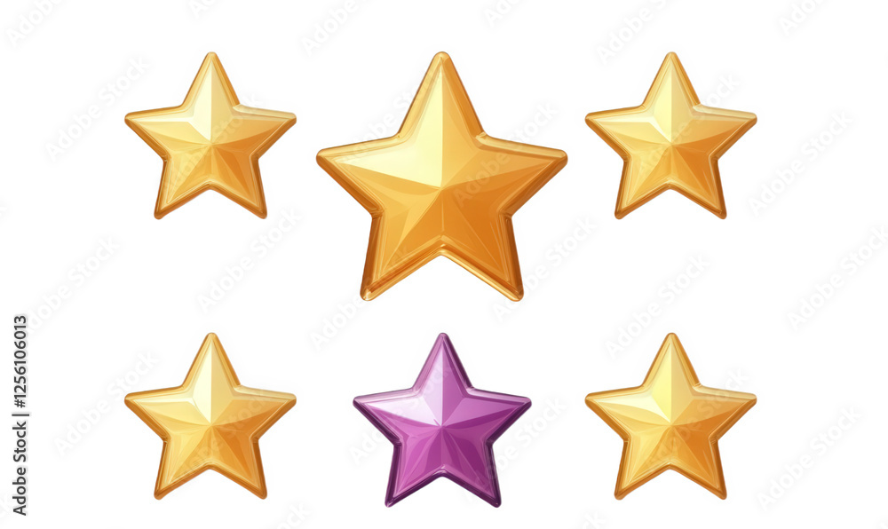 Fototapeta premium Golden pentagram with white background