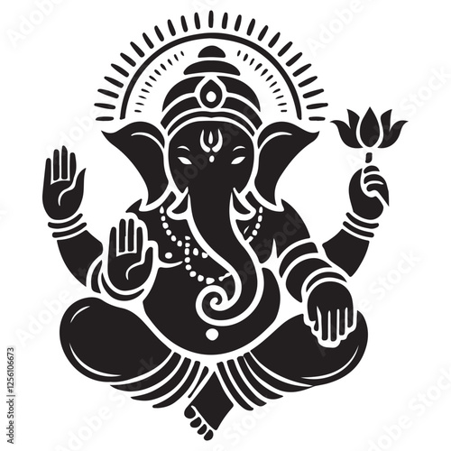 Lord Ganesha Silhouette Illustration Vector for Hindu Art