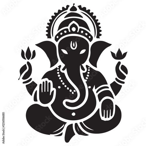 Lord Ganesha Vector Hindu God Icon Religious Spiritual Art