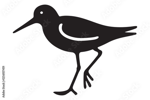 Shorebird Silhouette Vector Illustration Bird Sandpiper Wildlife Design
