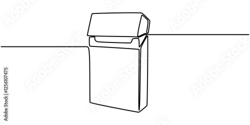 cigarette pack icon continuous one line drawing, continuous line vector illustration of a pack of filter cigarettes,A carton of cigarettes with a warning label, Cigarettes pro concept. 
